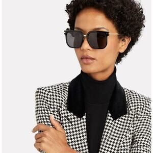 Bottega Veneta Women's Gold Black Square Sunglasses Fashion Made in Italy O9-20